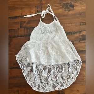 White Lace Halter Top Hi Low